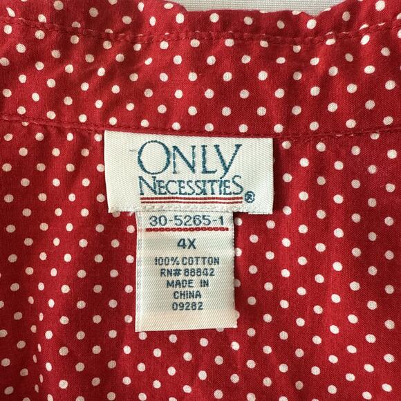 Only Necessities Women’s 4X Classic Button Up Short Sleeve Blouse Red Polka Dot - Picture 3 of 7